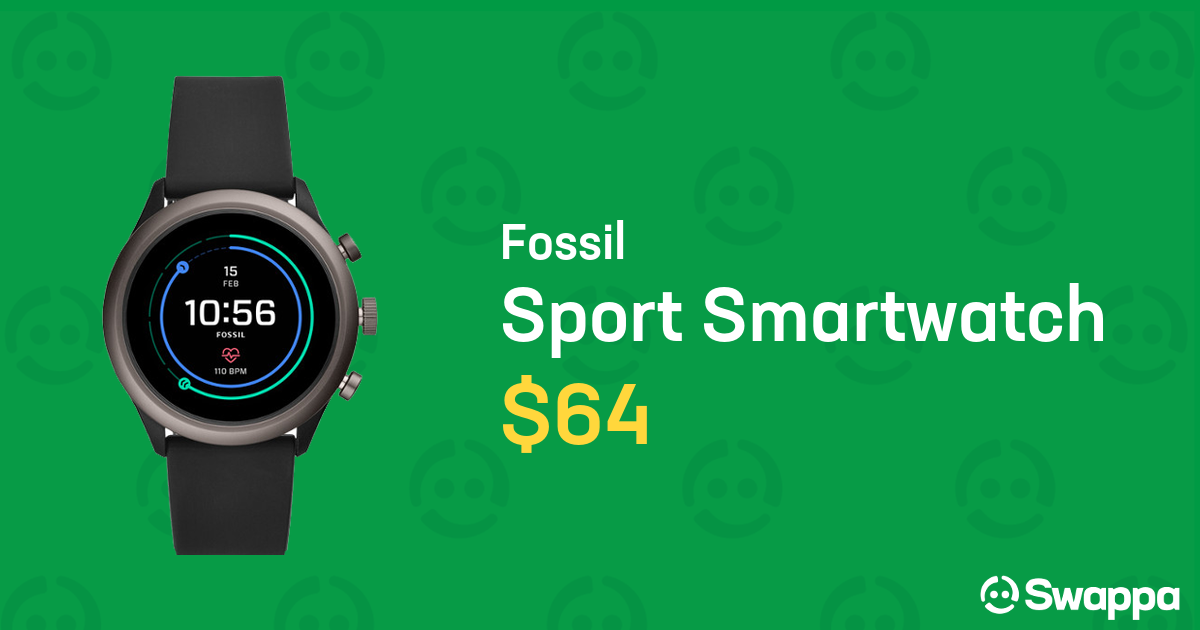 Fossil sport smartwatch black sales