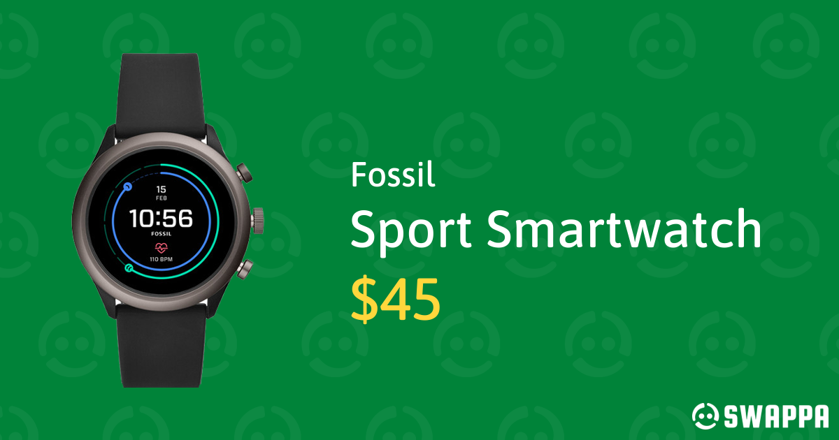 Fossil Sport Smartwatch Black, 43mm LXLK54117 Swappa