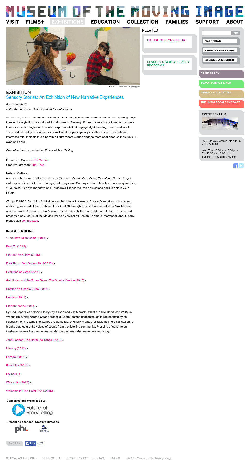 Museum of the Moving Image - Museum of the Moving Image - Exhibitions - Sensory Stories: An Exhibition of New Narrative Experiences