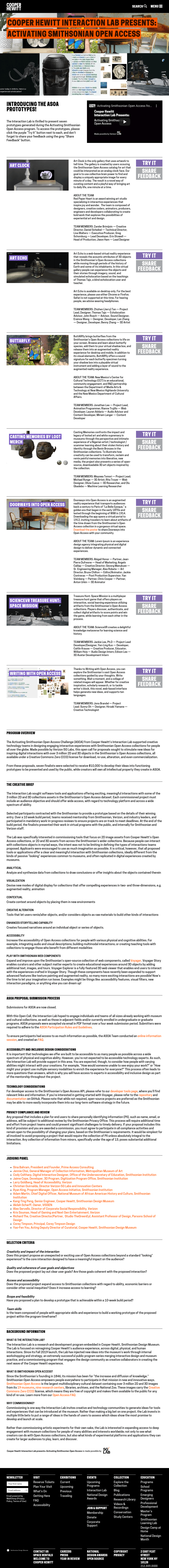Cooper Hewitt Smithsonian Design Museum - Cooper Hewitt Interaction Lab Presents: Activating Smithsonian Open Access Cooper Hewitt Smithsonian Design Museum - Cooper Hewitt Interaction Lab Presents: Activating Smithsonian Open Access