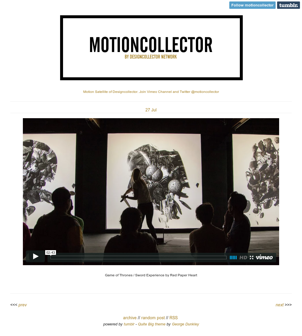 Designcollector - Motioncollector - Game of Thrones / Sword Experience by Red Paper Heart