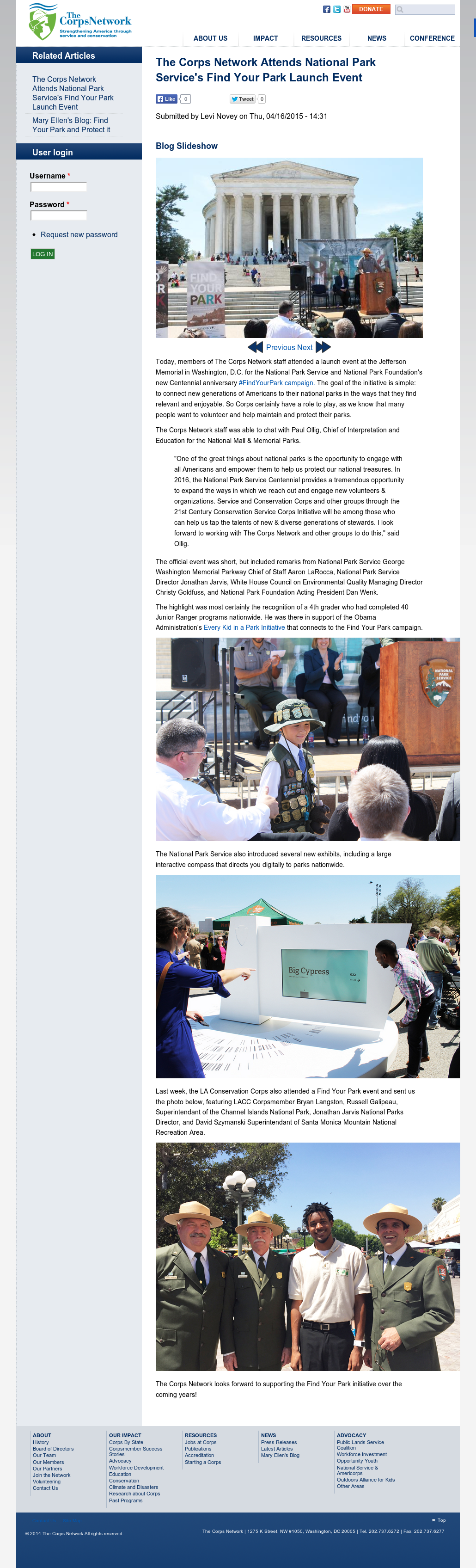 The Corps Network - The Corps Network Attends National Park Service's Find Your Park Launch Event