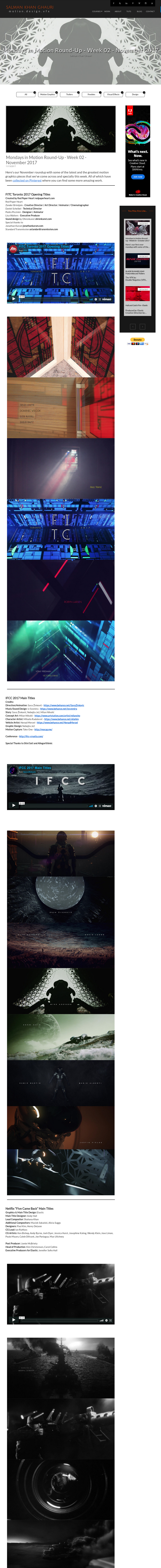 Salman Khan Ghauri | Motion. Design. VFX - Adobe and Foundry Authorized Training Partner UAE - Mondays in Motion Round-Up - Week 02 - November 2017