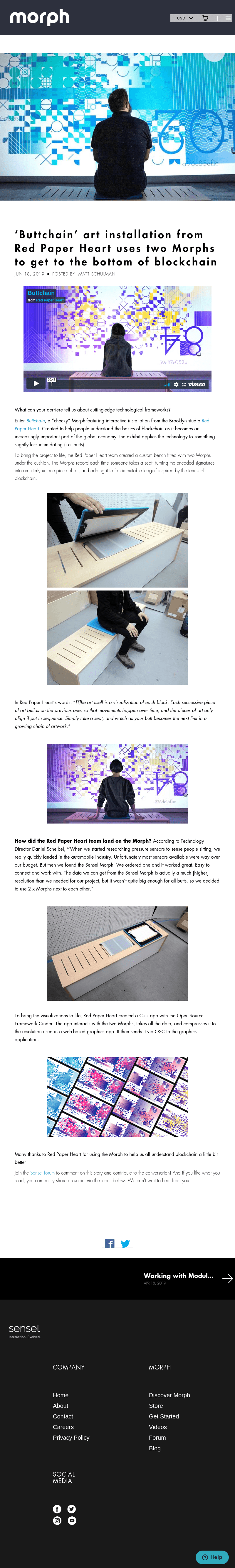 Sensel - ‘Buttchain’ art installation from Red Paper Heart uses two Morphs to get to the bottom of blockchain
