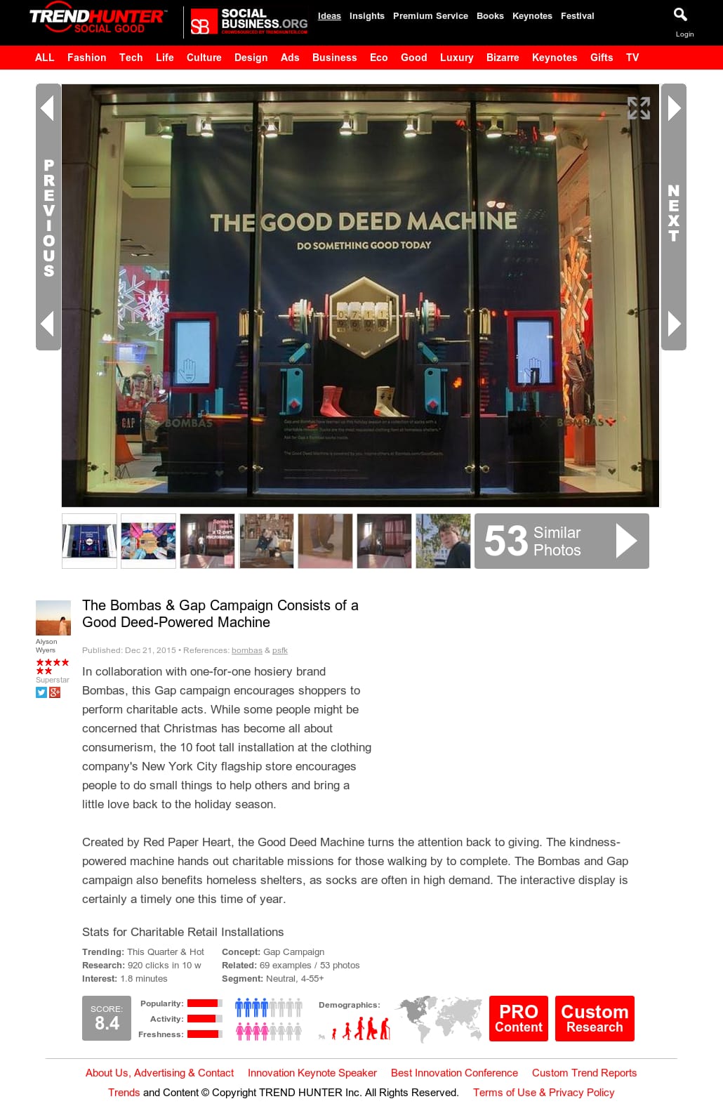 Trend Hunter - The Bombas & Gap Campaign Consists of a Good Deed-Powered Machine