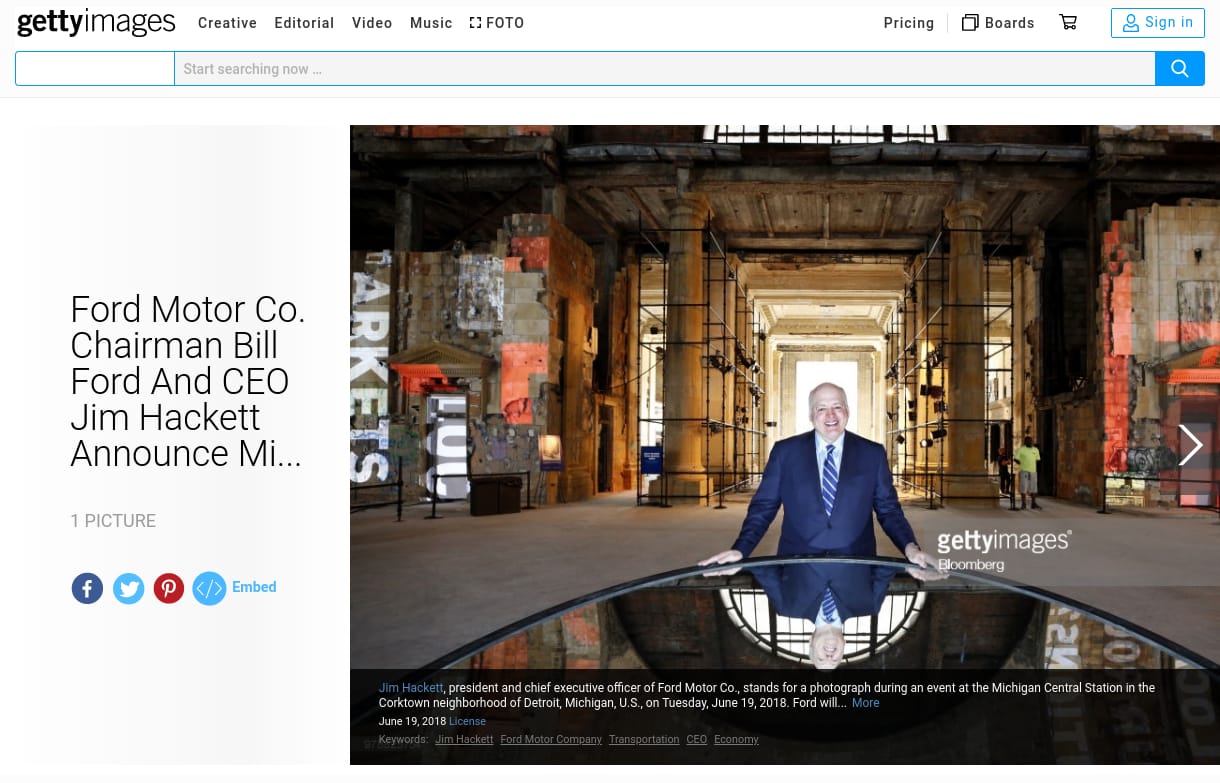 Getty Images - Ford Motor Co. Chairman Bill Ford And CEO Jim Hackett Announce Michigan Central Station Plans
