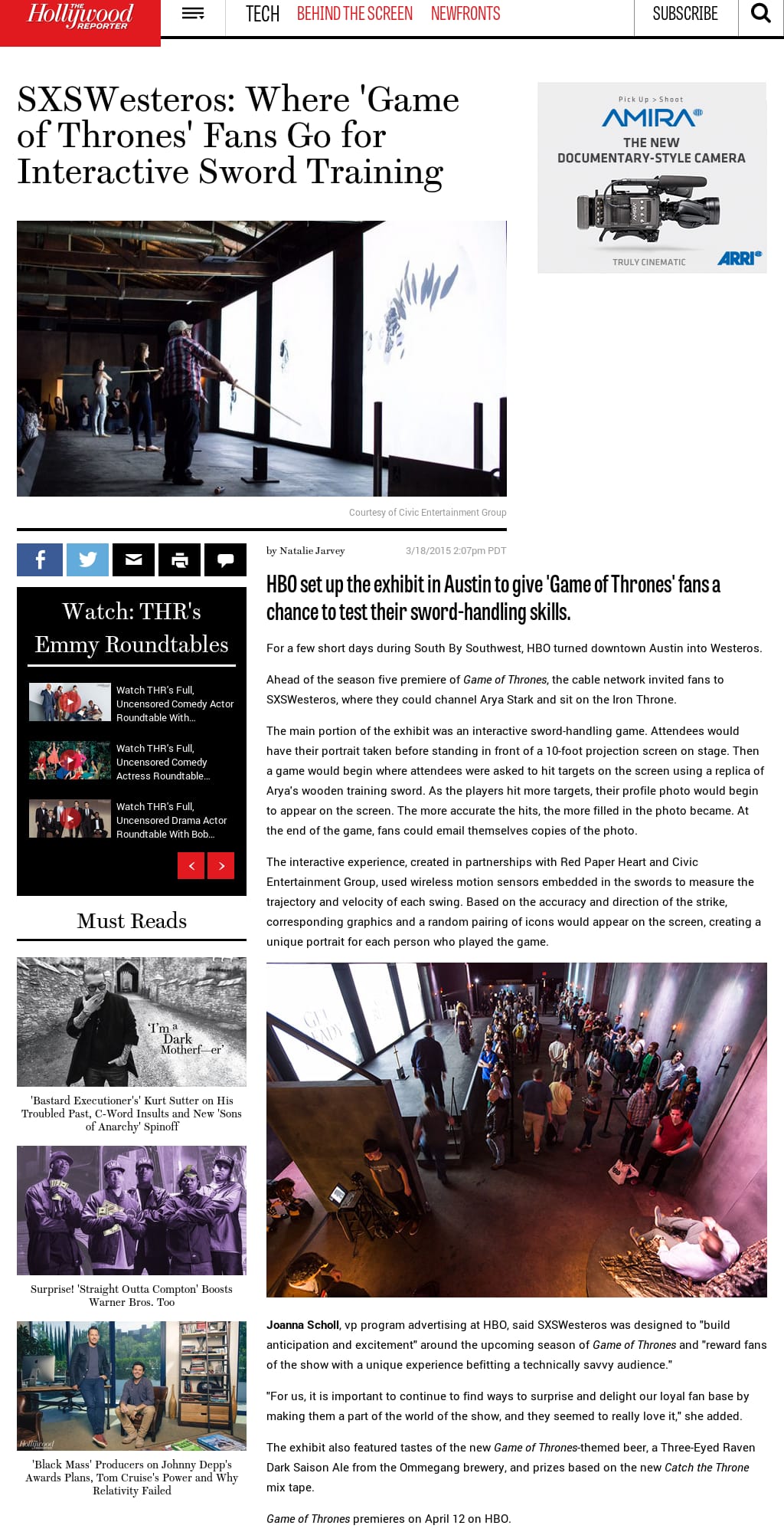 The Hollywood Reporter - SXSWesteros: Where 'Game of Thrones' Fans Go for Interactive Sword Training