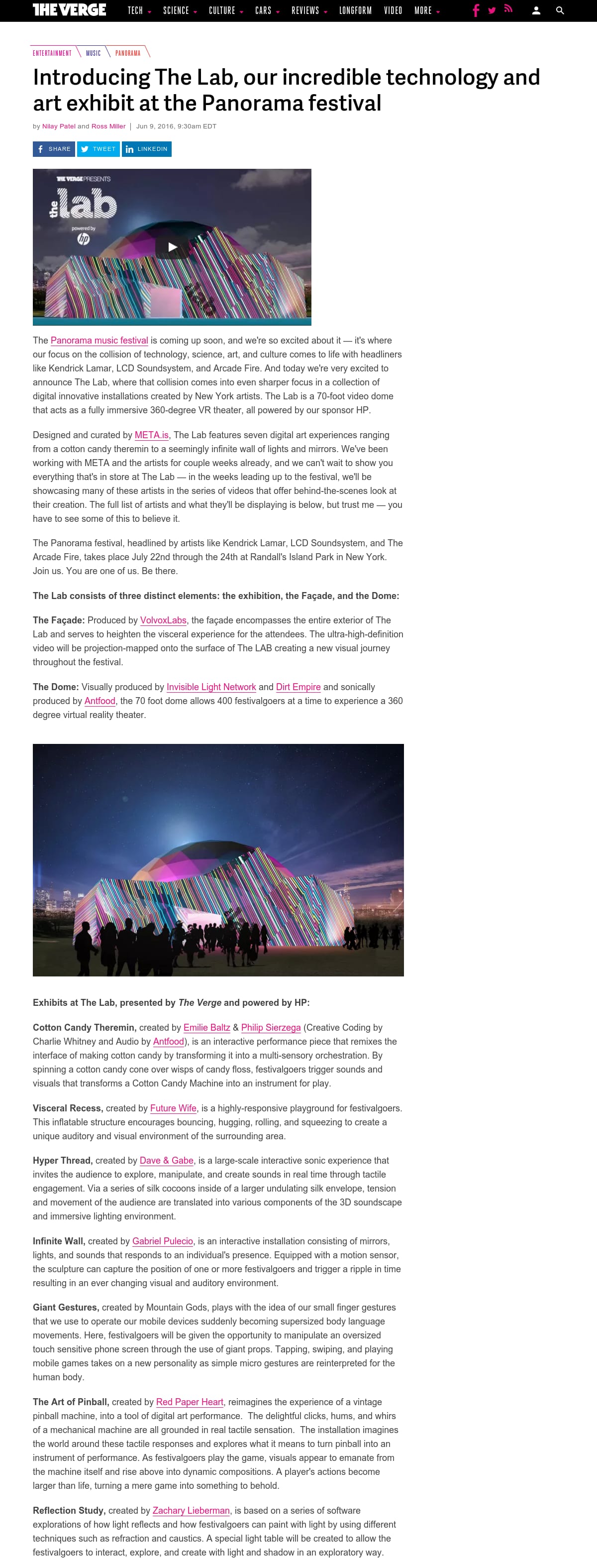 The Verge - Introducing The Lab, our incredible technology and art exhibit at the Panorama festival