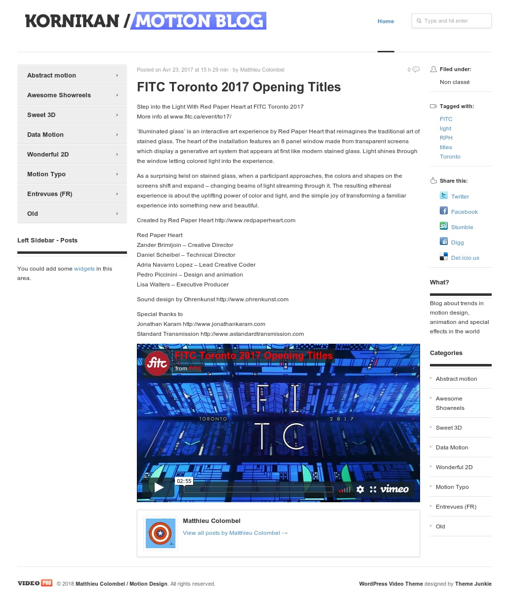 Matthieu Colombel / Motion Design | Président du studio BlackMeal / Blog sur les tendances du Motion Design et de la vidéo en général -   FITC Toronto 2017 Opening Titles