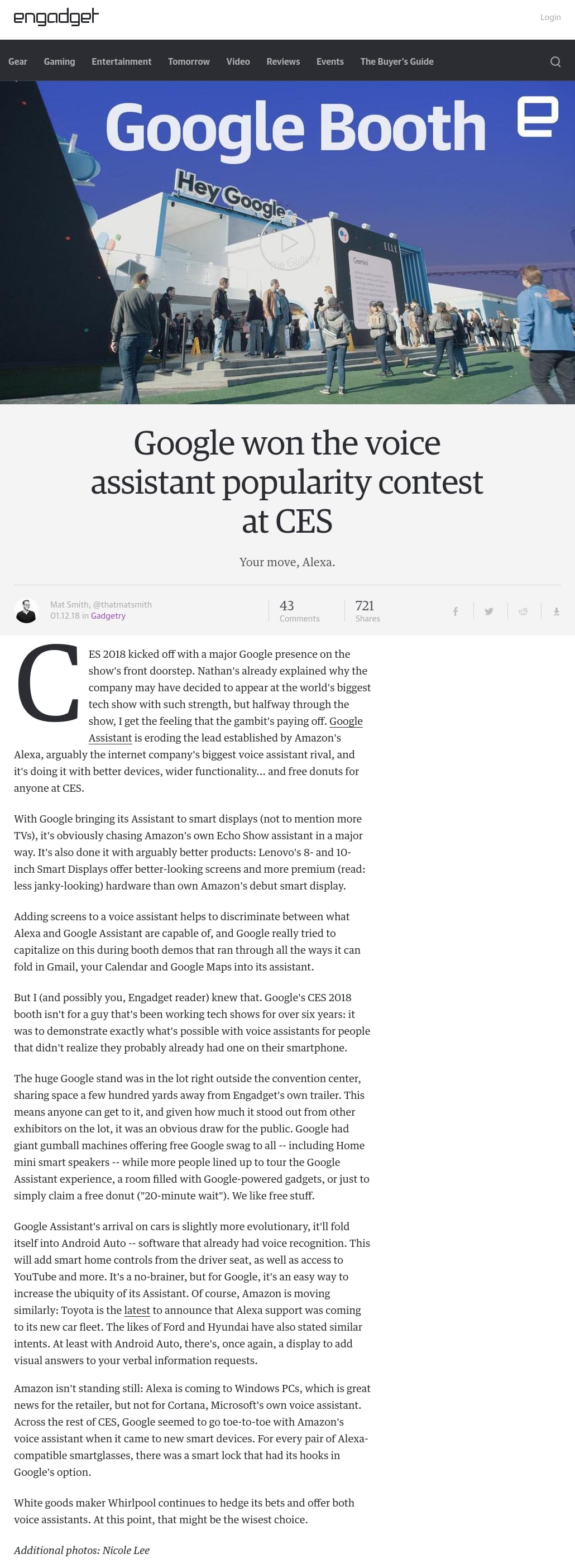 Engadget - Google won the voice assistant popularity contest at CES