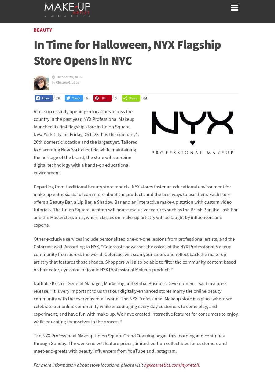 Make-Up Artist Magazine - In Time for Halloween, NYX Flagship Store Opens in NYC