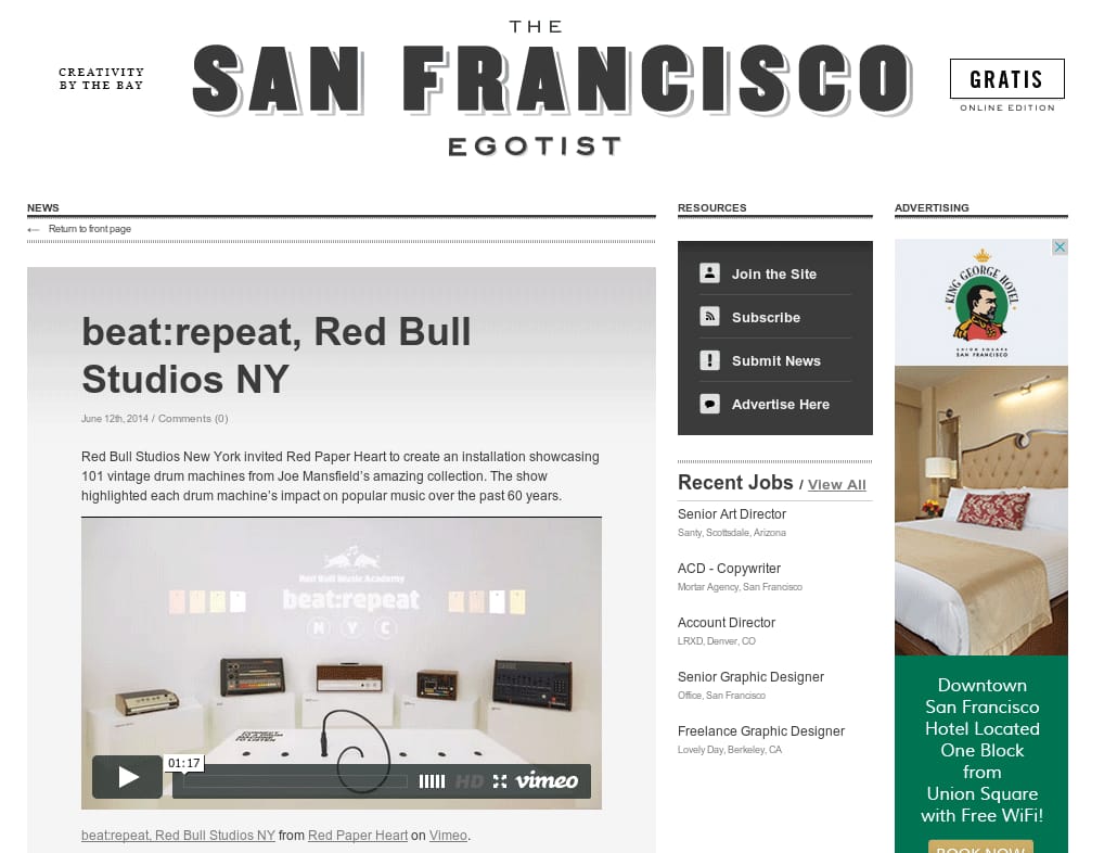 The San Francisco Egotist - beat:repeat, Red Bull Studios NY - The San Francisco Egotist