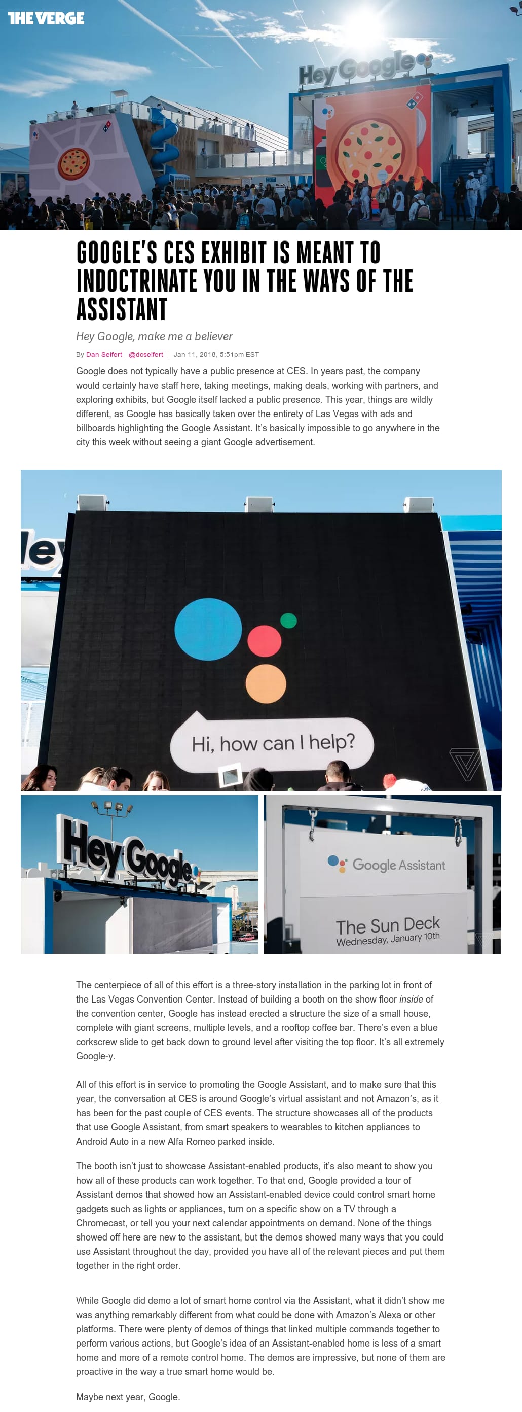 The Verge - Google’s CES exhibit is meant to indoctrinate you in the ways of the Assistant