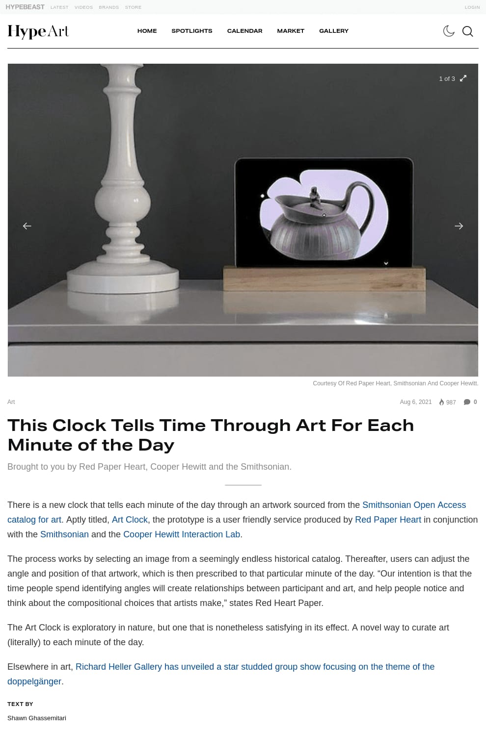 HYPEBEAST - This Clock Tells Time Through Art For Each Minute of the Day