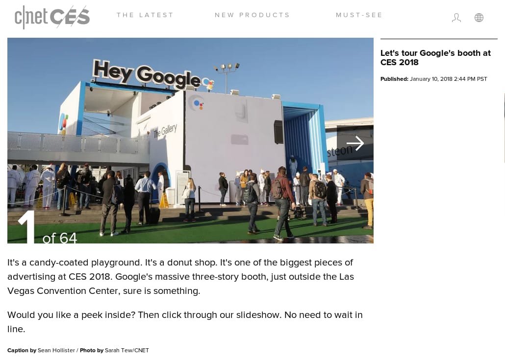 C|Net - Let's tour Google's booth at CES 2018