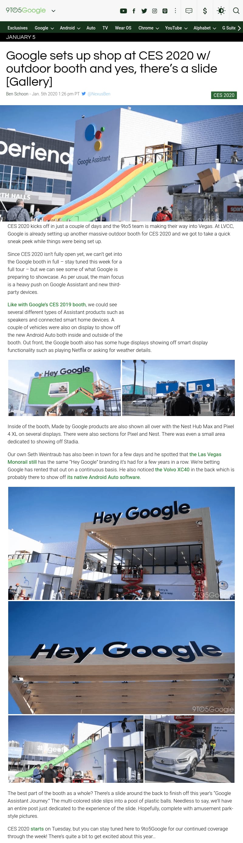9to5Google - Google sets up CES 2020 outdoor booth complete w/ slide - 9to5Google