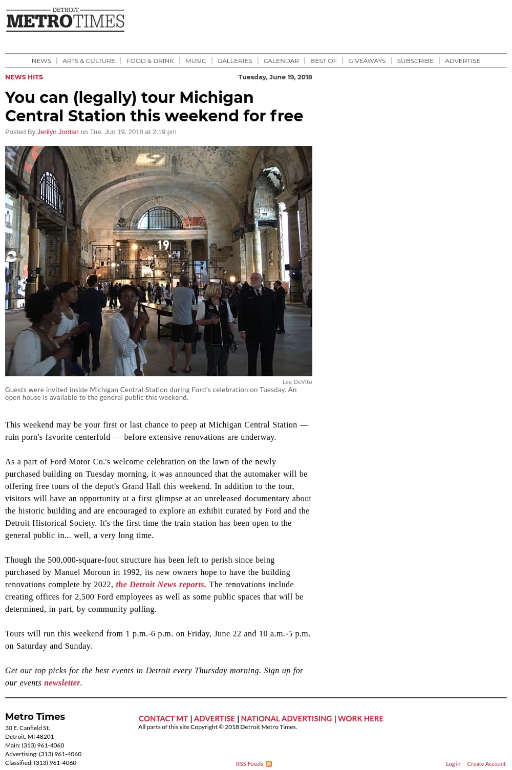 Detroit Metro Times - You can (legally) tour Michigan Central Station this weekend for free