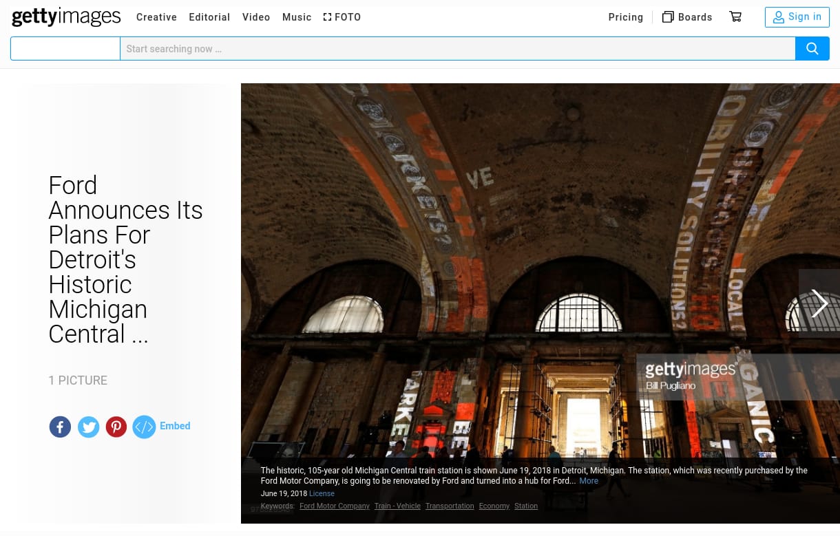 Getty Images - Ford Announces Its Plans For Detroit's Historic Michigan Central Station