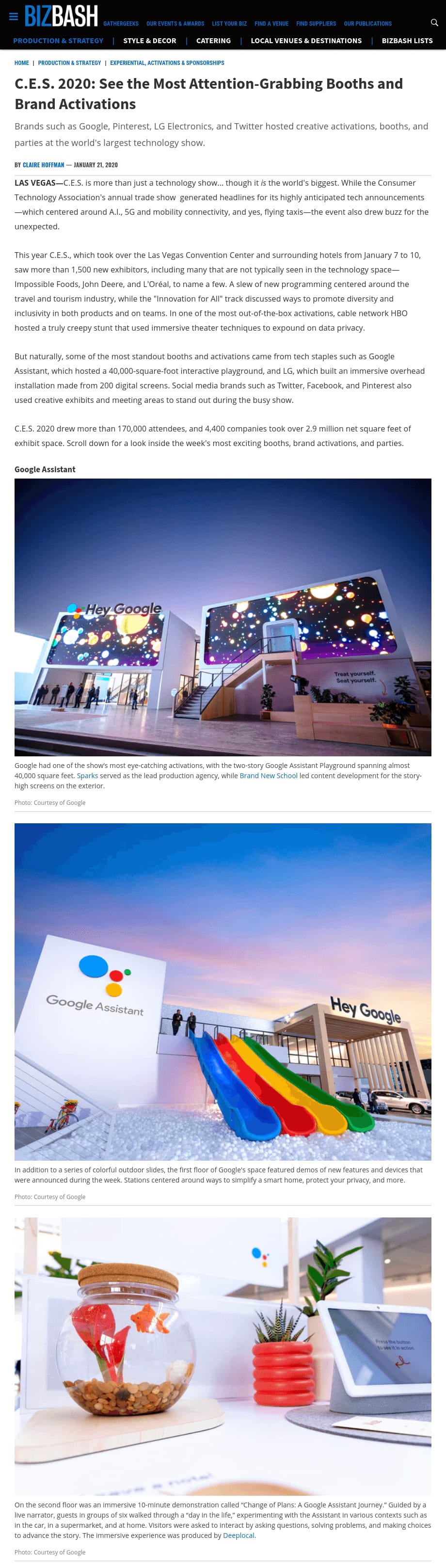 BizBash - C.E.S. 2020: See the Most Attention-Grabbing Brand Activations From Google, Pinterest, LG, and More