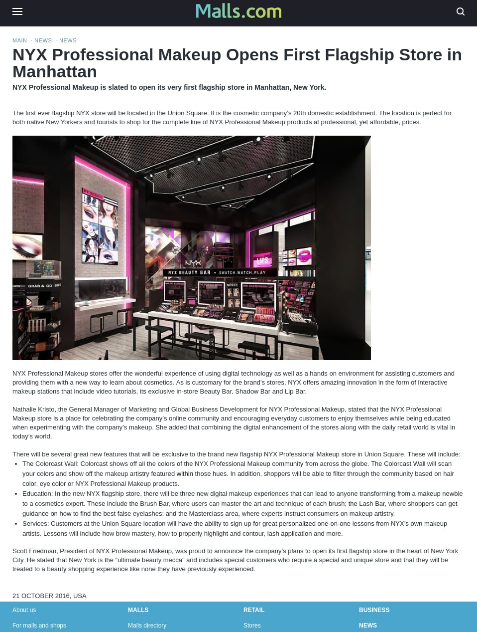 Malls.Com - NYX Professional Makeup Opens First Flagship Store in Manhattan