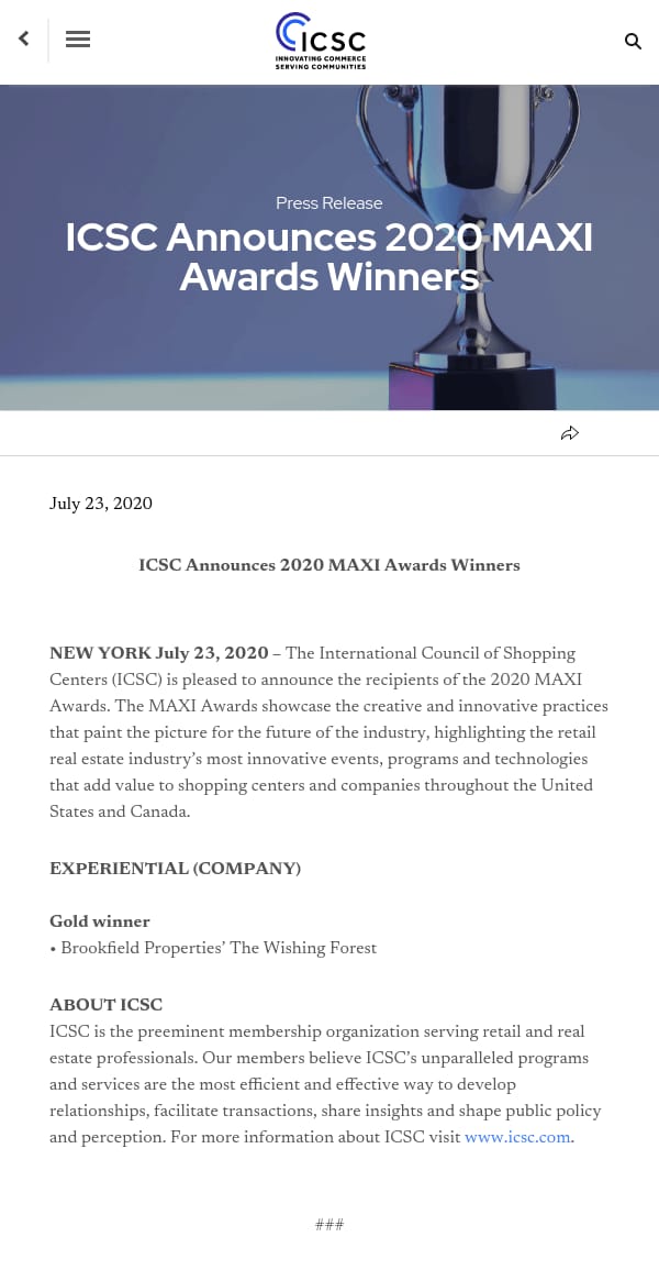 ICSC - ICSC 2020 MAXI Awards Winners