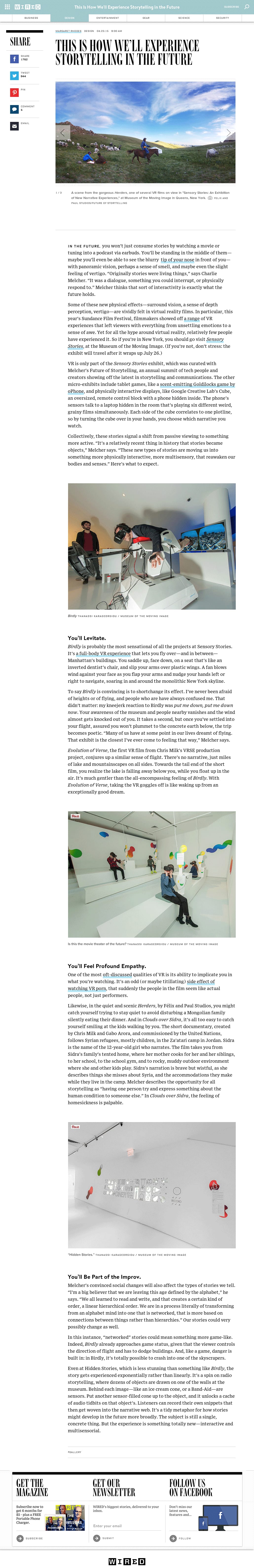 Wired - This Is How We’ll Experience Storytelling in the Future