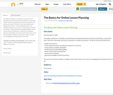 The Basics for Online Lesson Planning The Basics for Online Lesson Planning