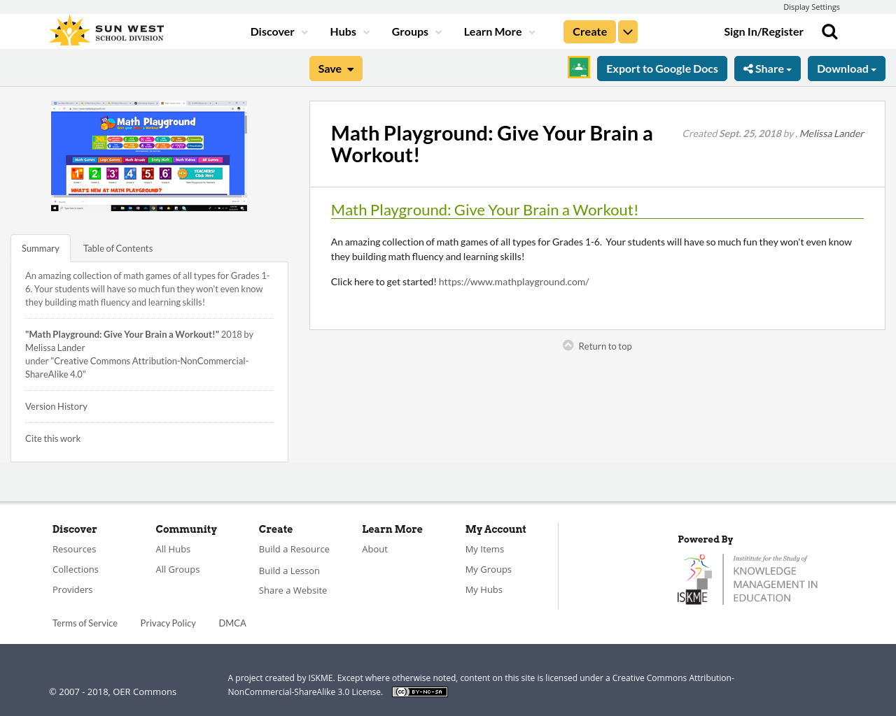 Math Playground Give Your Brain a Workout! Resource Bank