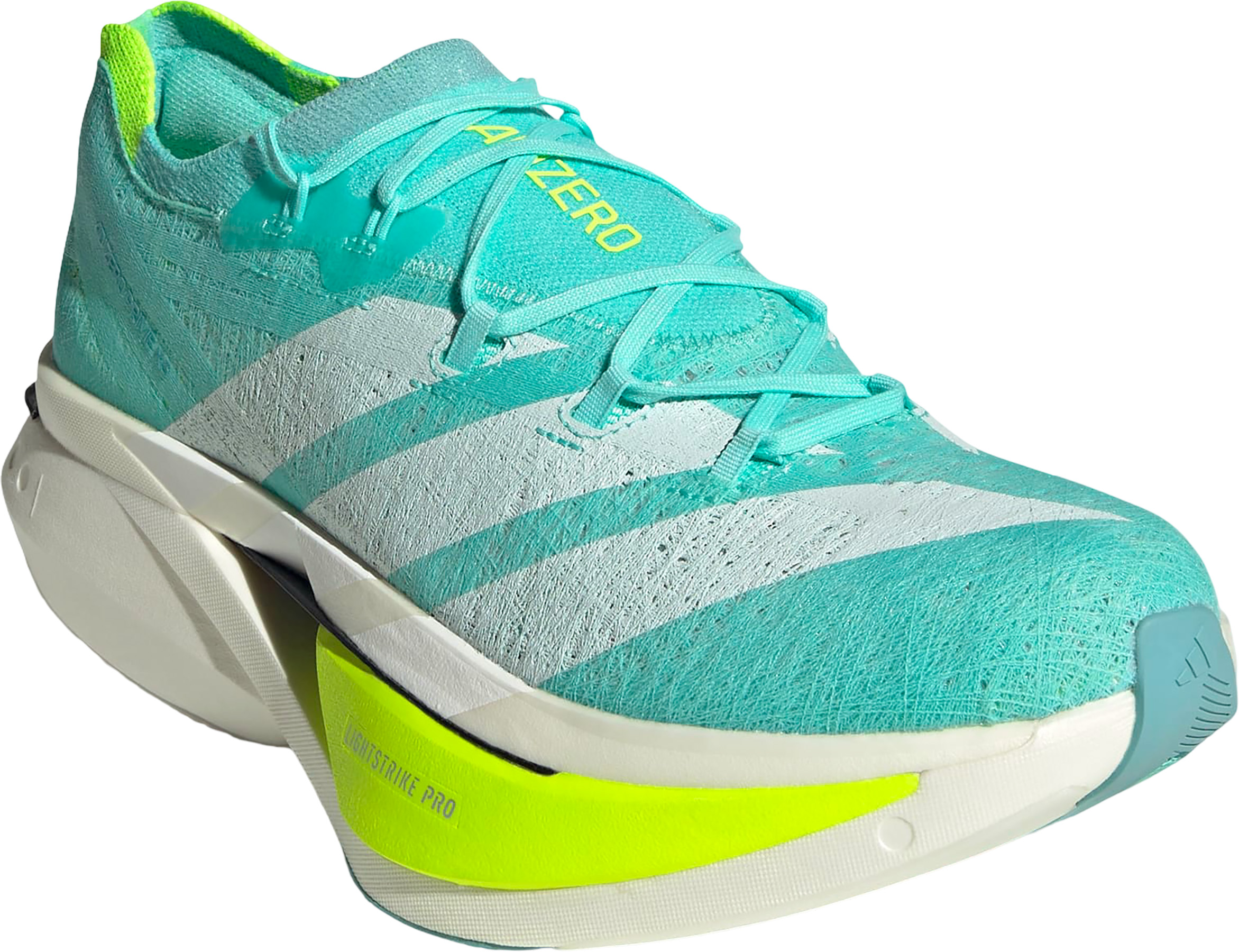 ADIDAS Adizero Prime X3 Strung Running Shoes Mens 10.5 Flash Aqua Lucid Lemon Running Shoes adidas Adizero Prime X3 Strung Flash Aqua-Zero  main image 2