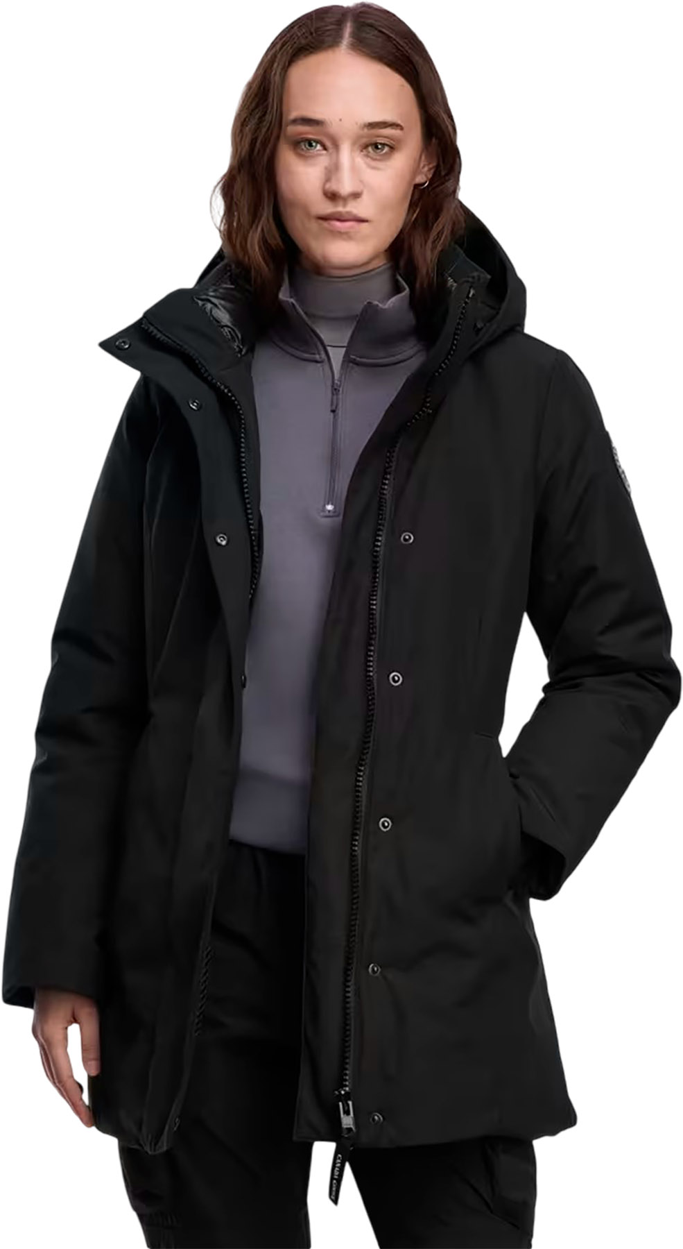 WOMEN’S WARM 3D LOGO LINE PARKA ブラックサイズM cgo-3833w__open-black.jpg