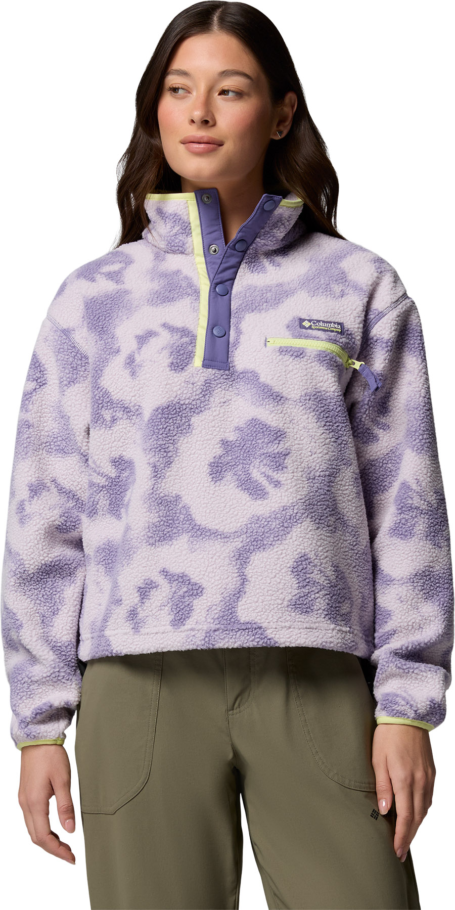 新品タグ付き deres Artémis half sleeve sweater Columbia Helvetia II Printed Cropped Half Snap Fleece Pullover