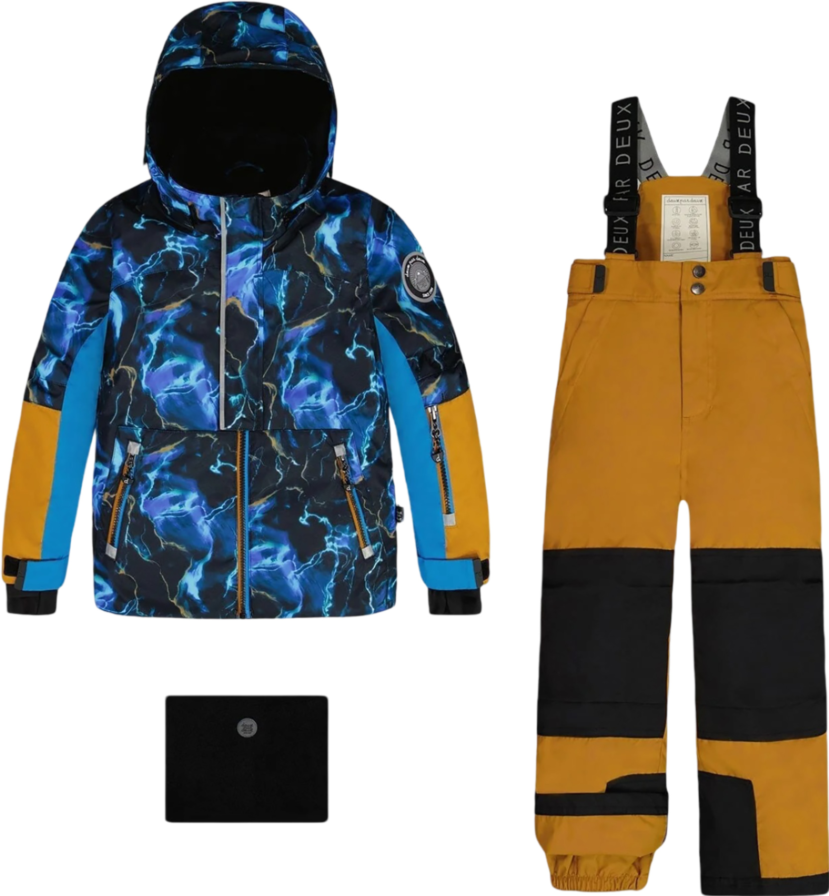 Son and daughter 2点set Deux par Deux Printed with Zipped Pockets Two Piece Snowsuit