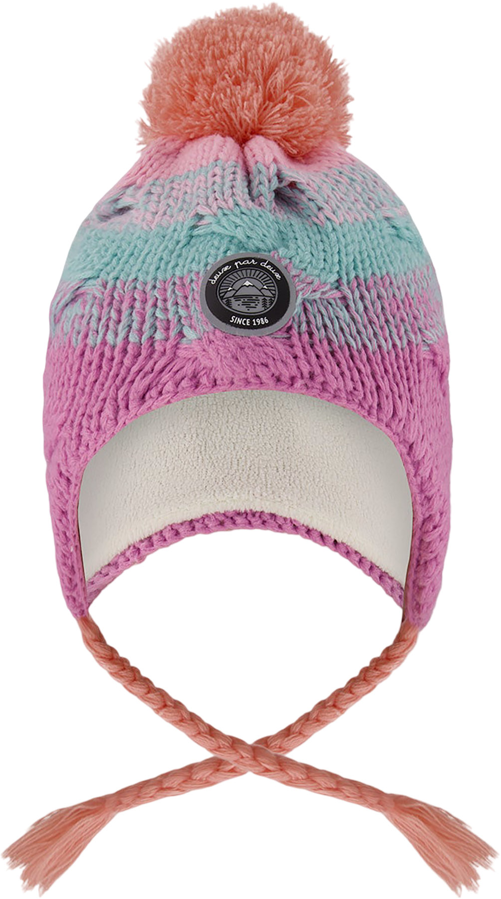 Bonnet Obermeyer Fille Orange Noir Turquoise Avec Pompon - Neuf Avec étiquette