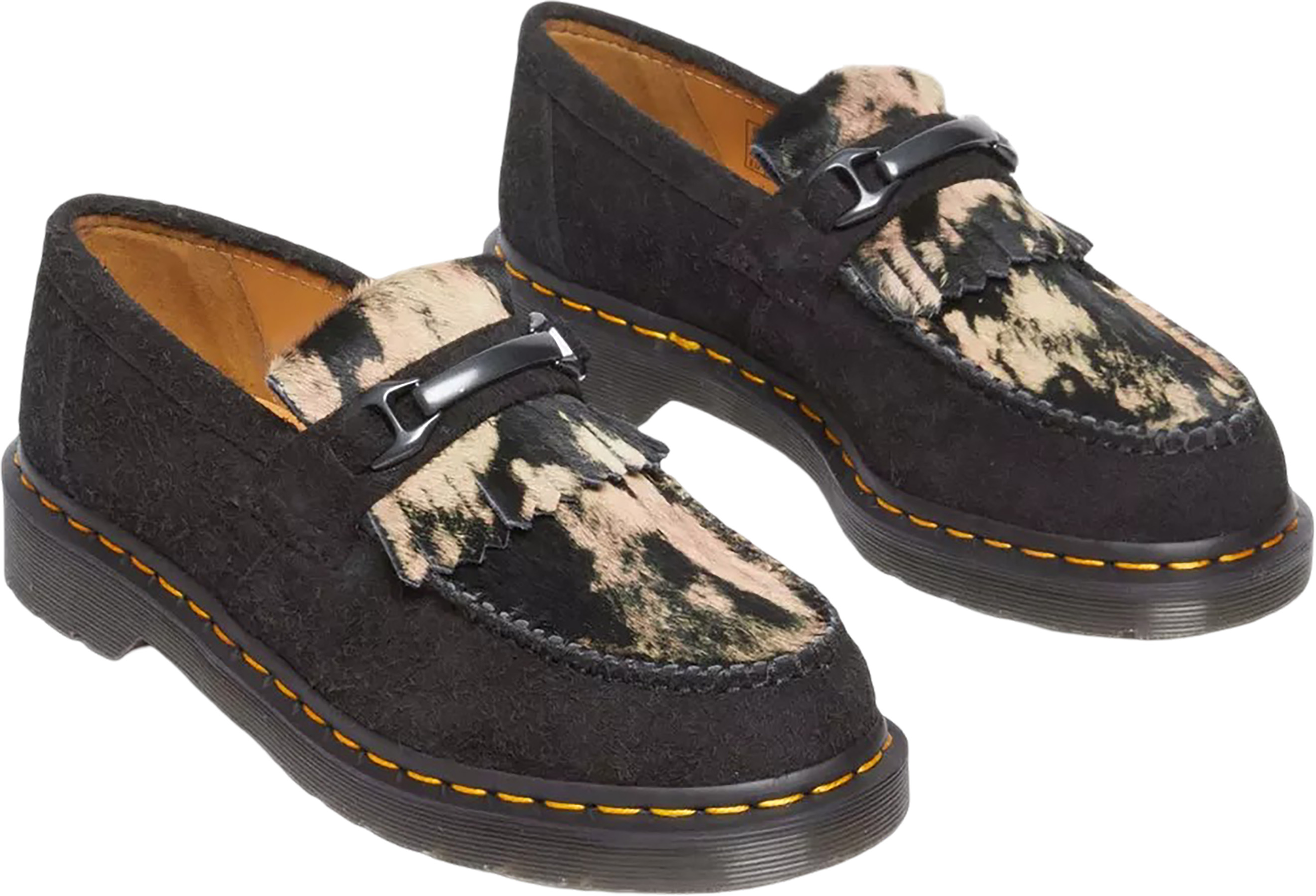 Dr Martens Adrian Snaffle Pony Hair Loafers Black Beige Knapped Suede M8 W9 NWOT Dr. Martens Women main image 3