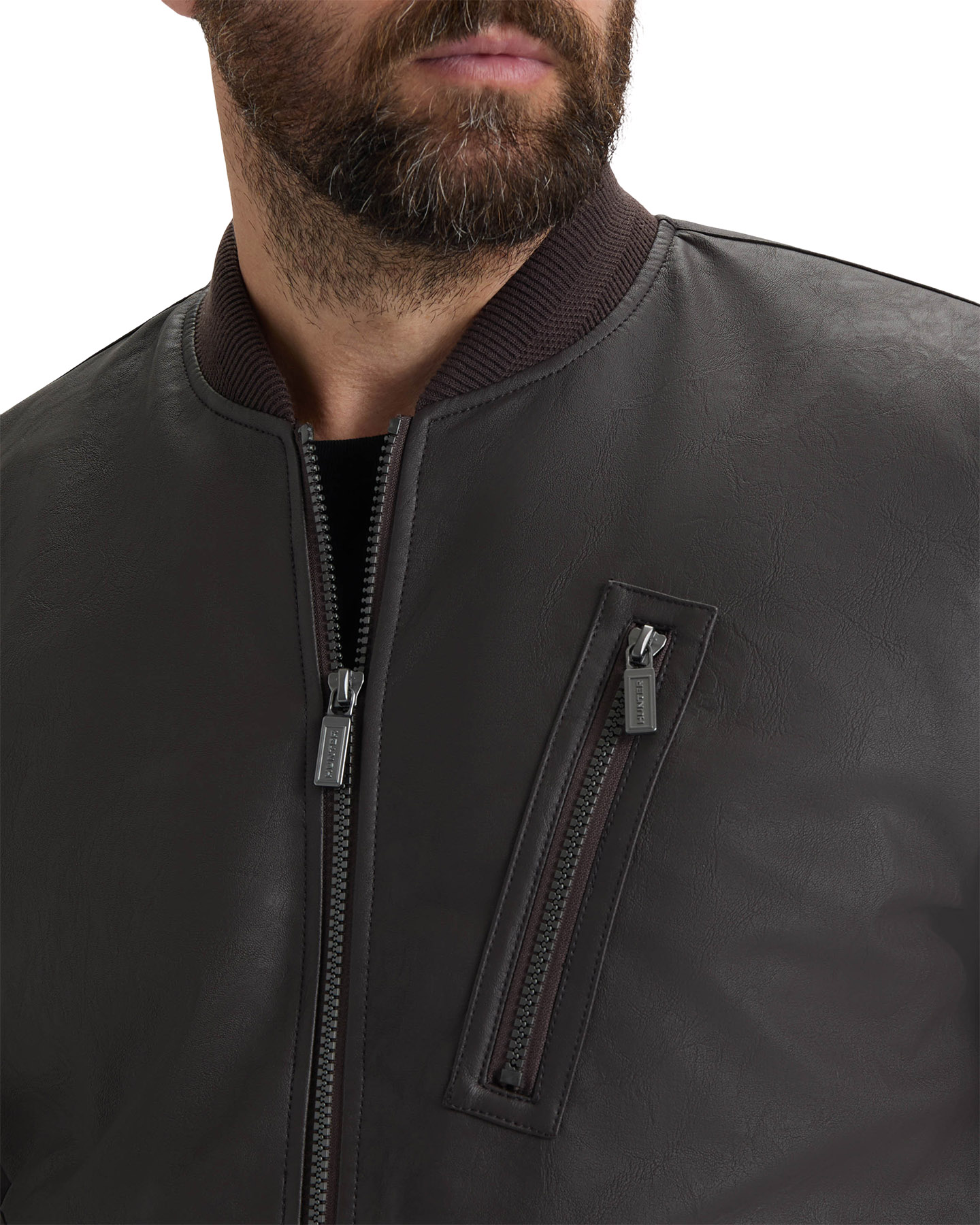 Hunter Dawson Textured Vegan Leather Jacket with Flannel Plaid