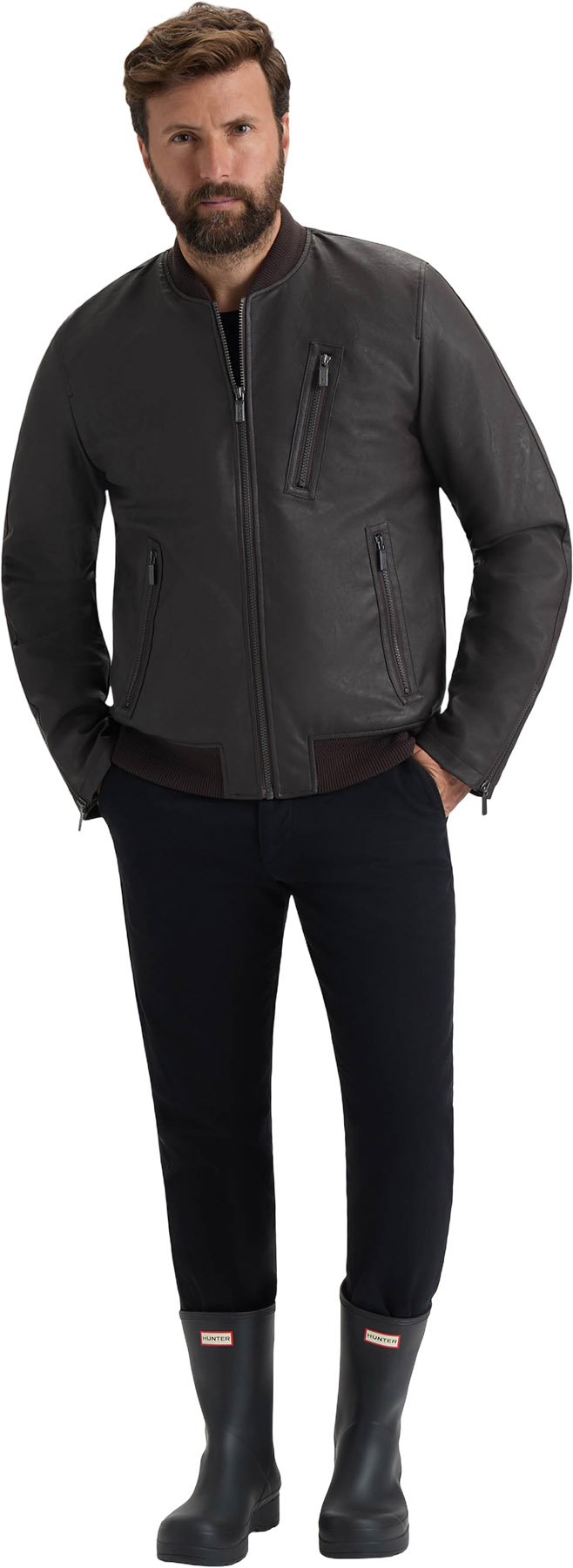 Hunter Dawson Textured Vegan Leather Jacket with Flannel Plaid