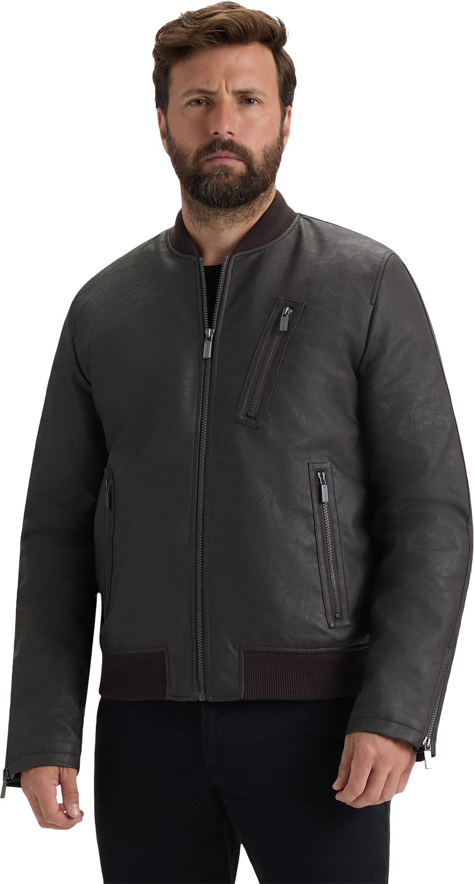 Hunter Dawson Textured Vegan Leather Jacket with Flannel Plaid