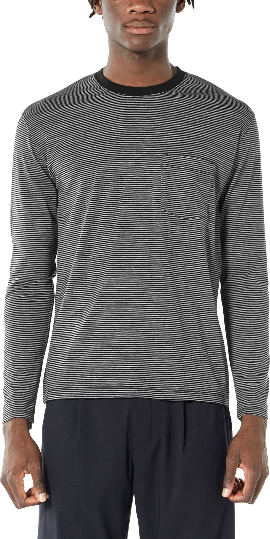 icebreaker Luxe Lite Long Sleeve Pocket Crewe Stripe - Men's