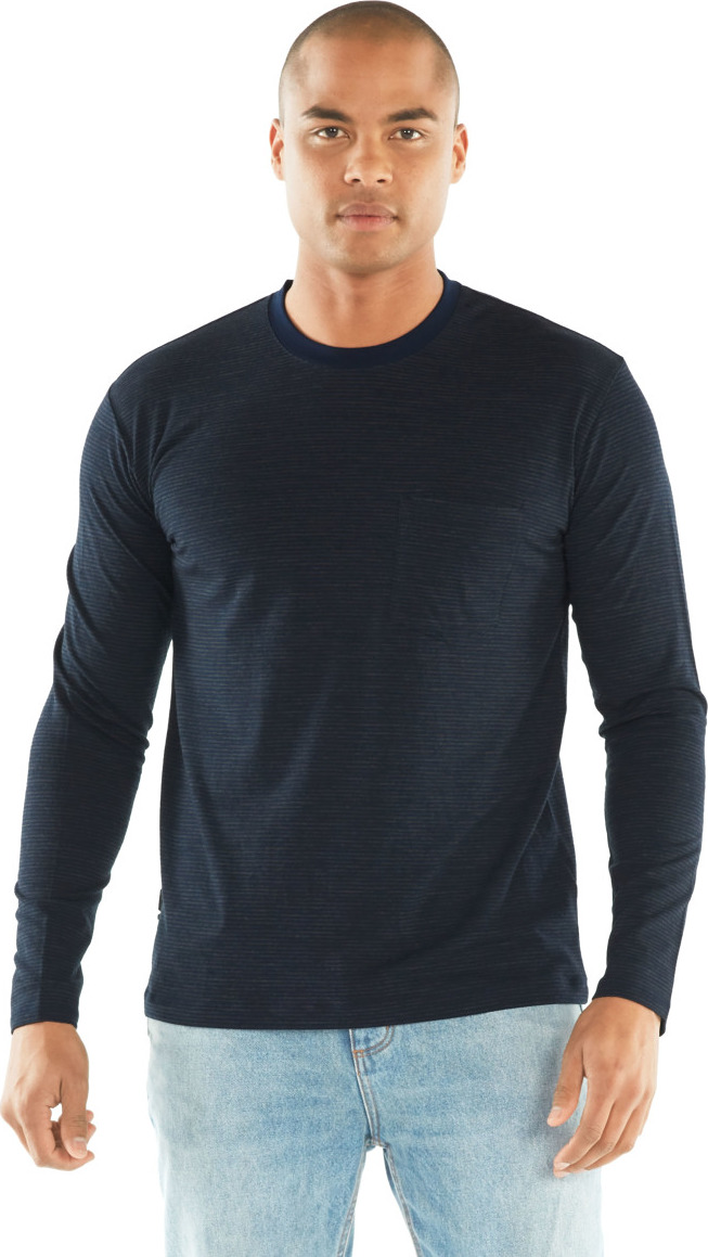 icebreaker Luxe Lite Long Sleeve Pocket Crewe Stripe - Men's