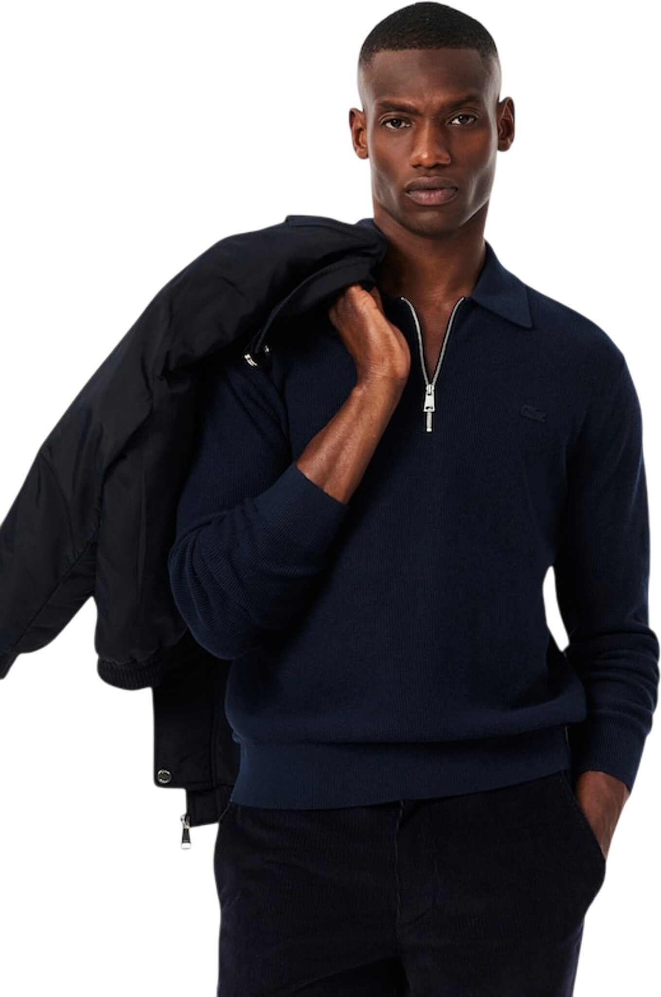Lacoste Cotton and Wool Blend Half-Zip Polo Collar Sweater - Men's
