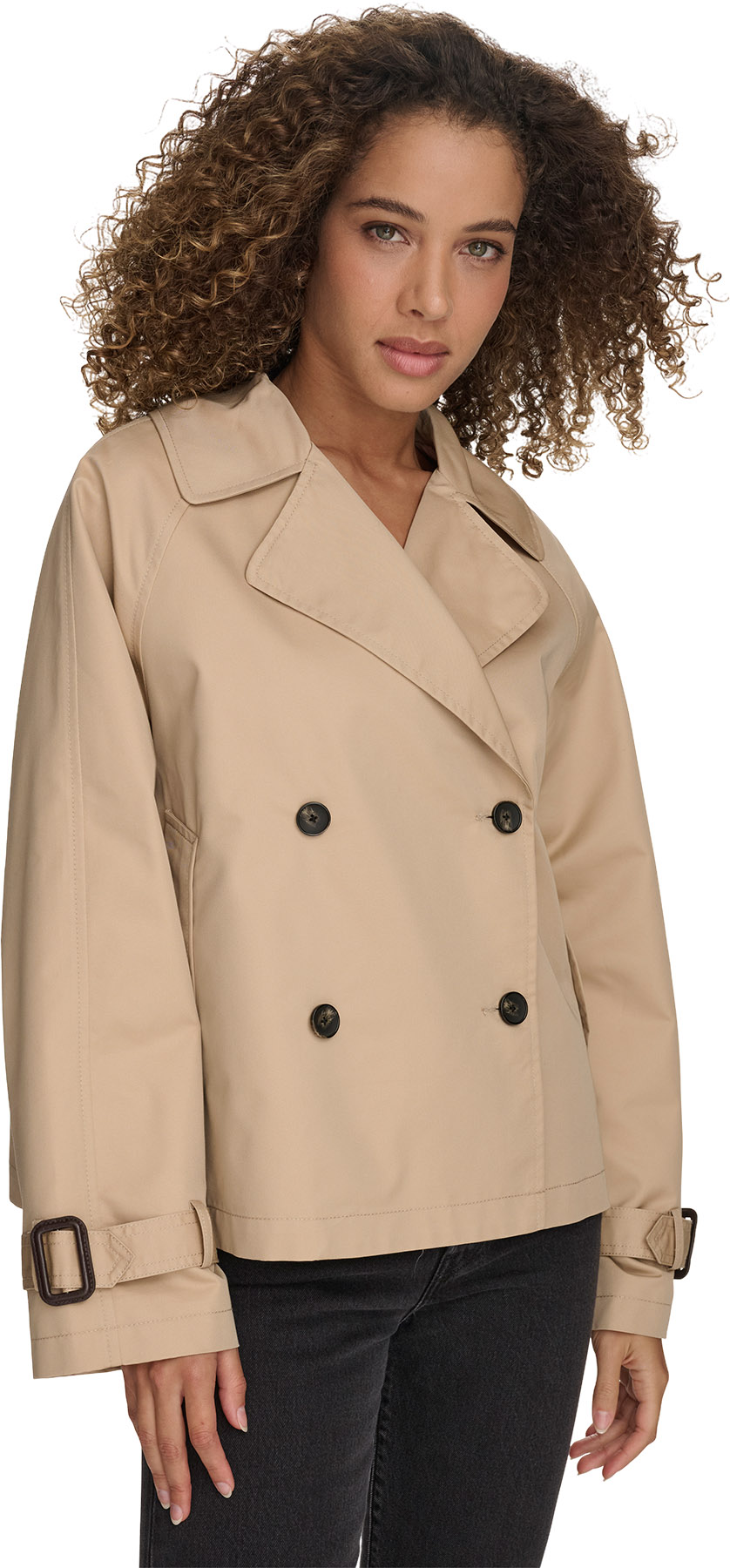 Short Double Breasted Trench Jacket - Women's