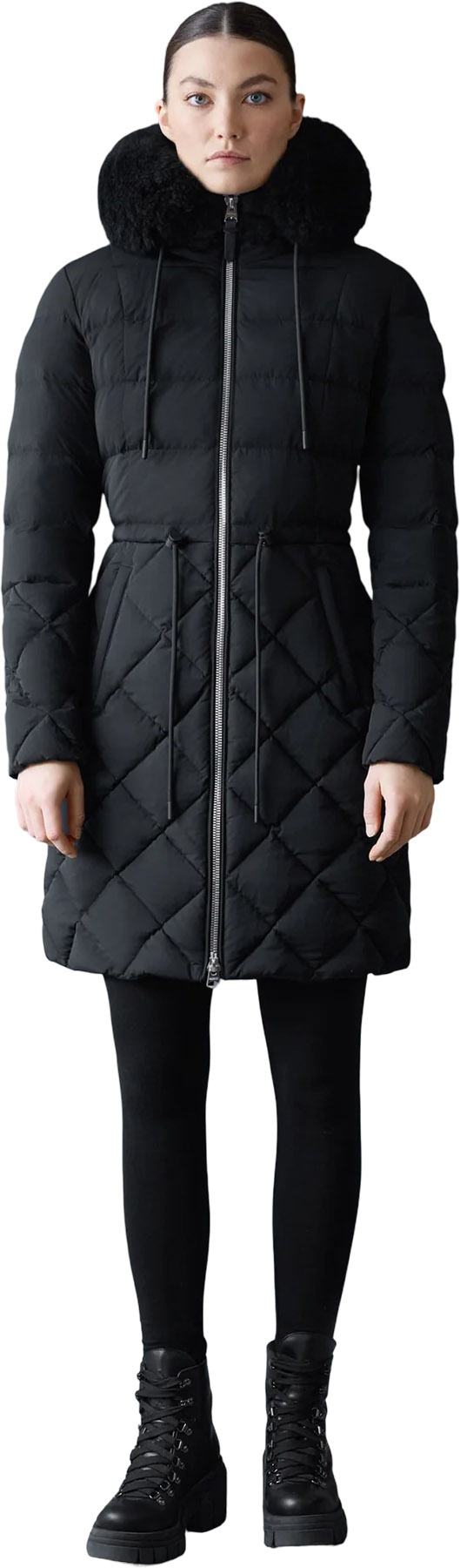 N.N.M　CITYSHOP QUILTED DOWN COAT Mackage Xena-SH Diamond Quilted Down Coat with Fur Hood - Women's