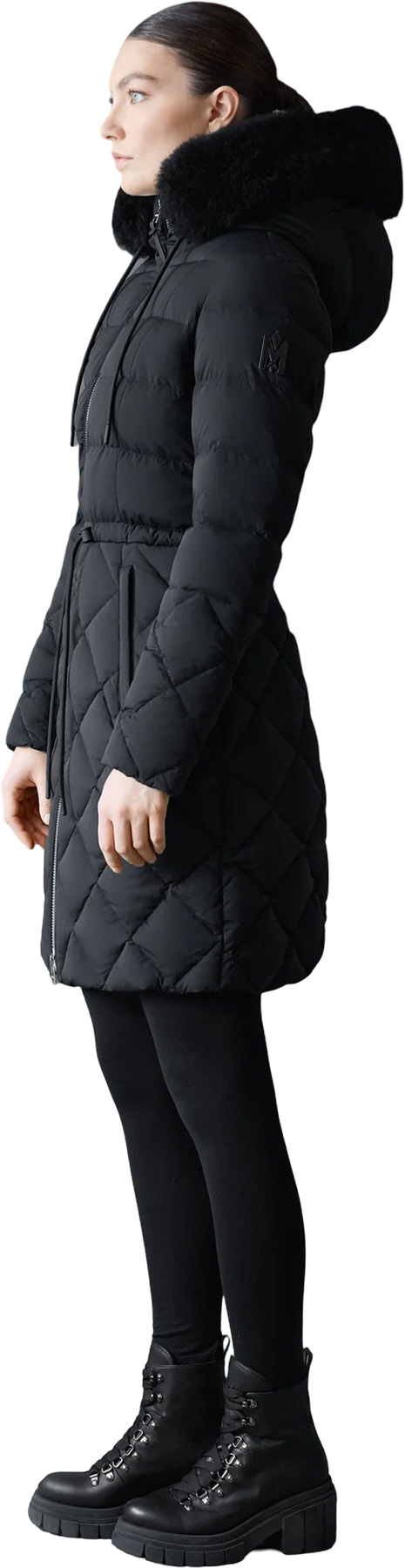 Mackage Xena-SH Diamond Quilted Down Coat with Fur Hood - Women's