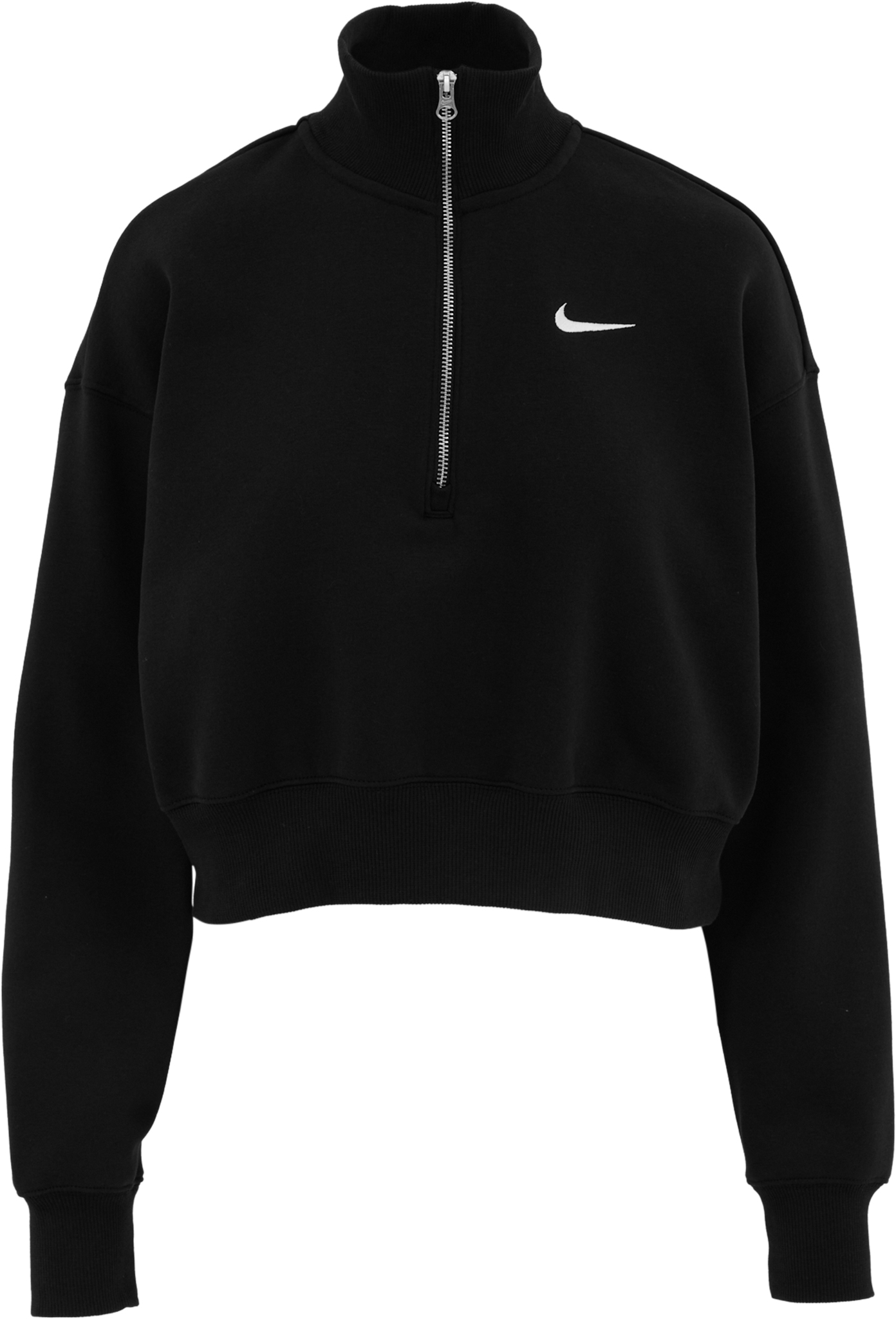 nike essentials black cropped high neck sweatshirt