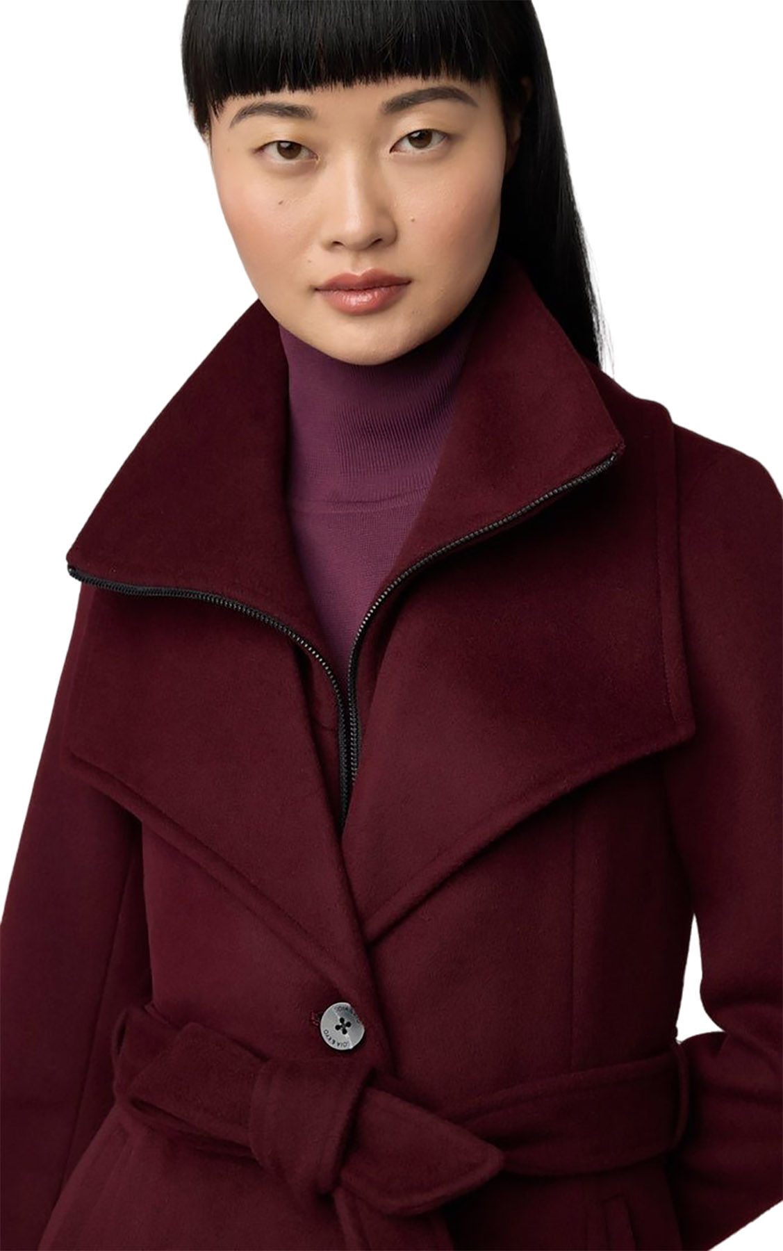 SOIA & KYO Ilana Slim-Fit Classic Wool Coat with Bib Collar