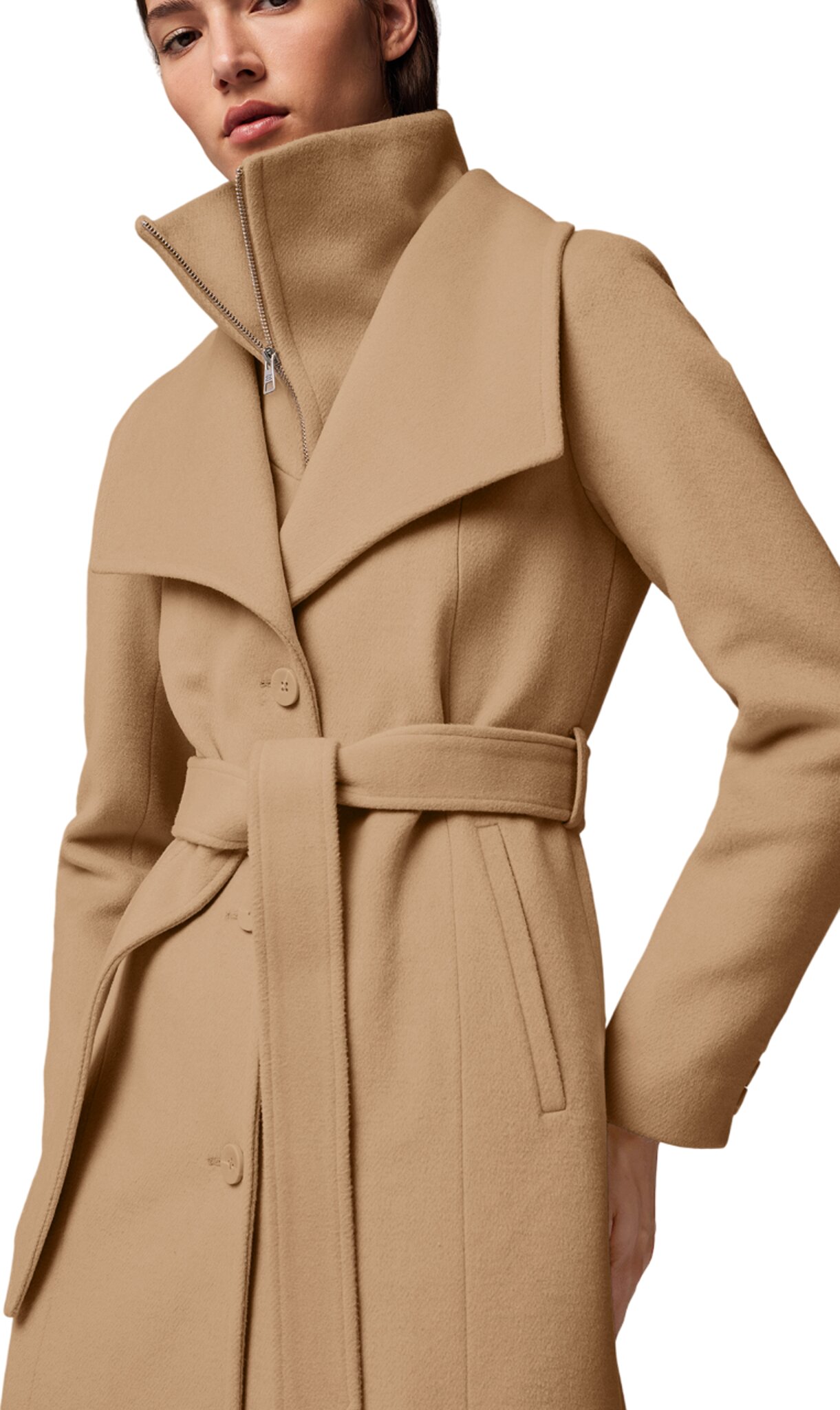 SOIA & KYO Ilana-U Wool Belted Coat with Bib - Women