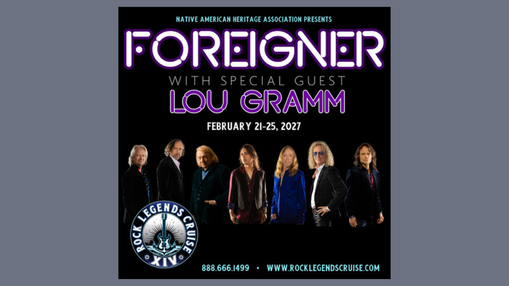 Foreigner to set sale on the 2027 Rock Legends Cruise Foreigner to set sale on the 2027 Rock Legends Cruise