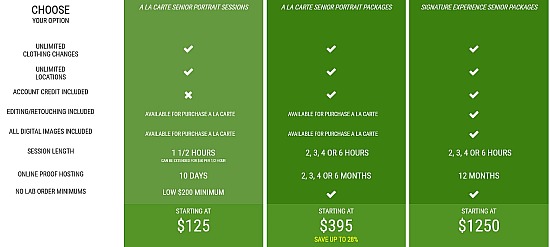 A La Carte Senior Portraits Session Package | senior-pictures-session-package-comparison.jpg