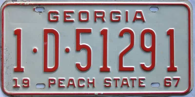 YOM 1967 Georgia (Fulton) license plate for sale