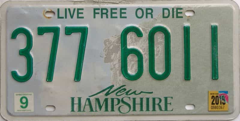 2019 New Hampshire  (Single) license plate for sale